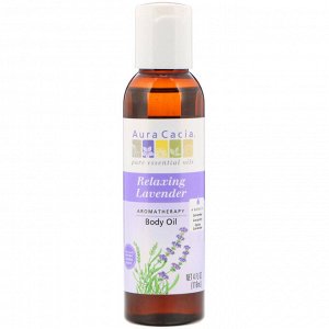 Aura Cacia, Масло для тела с эффектом ароматерапии, успокаивающая лаванда, 4 жидкие унции (118 мл)