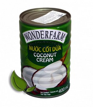 Сливки кокосовые 400 мл. T.M. "Wonderfarm" (Вьетнам)