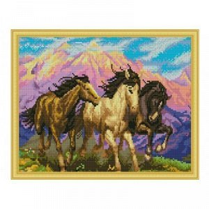 Набор ДТ Алмазная мозаика Три лошади с подр. 40*50см AS4006