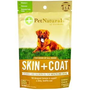 Pet Naturals of Vermont, Кожа + мех, для собак, 30 жевательных таблеток (60 г)