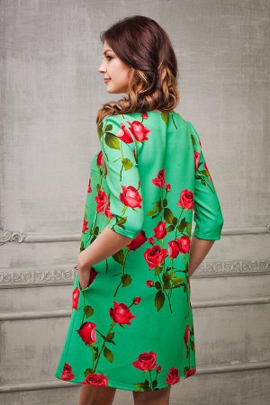 Платье с розами цвет зелень