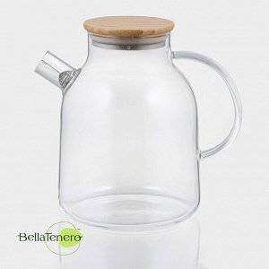 Заварочный чайник BellaTenero «Эко», 1.8 л, с бамбуковой крышкой, металлический фильтр, стекло