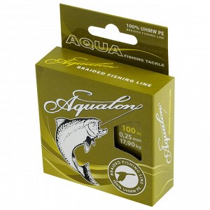 Леска плетёная Aqua Aqualon Olive, d=0,25 мм, 100 м, нагрузка 17,9 кг