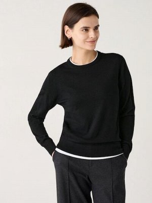 UNIQLO - свитер из мериносовой шерсти с круглым вырезом - 09 BLACK