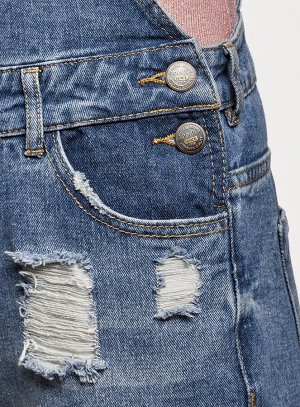 Комбинезон джинсовый с отделкой в стиле пэчворк
