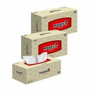 Салфетки бумажные "Maneki" Kabi 2 слоя, белые, 250 шт./коробка/спайка 3 коробки