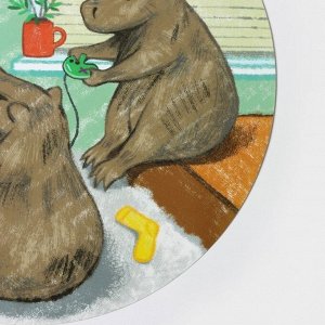 Салфетки сервировочные кухонных Доляна «Капибары геймеры», d=36 см, 2 шт, настольное покрытие