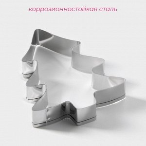 Форма для печенья новогодняя Доляна «Ёлочка», металл, 6.5x8x1.5 см, серебристая