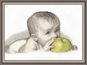 Набор для вышивания ОВЕН арт. 511 Малыш с яблоком 30х20 см