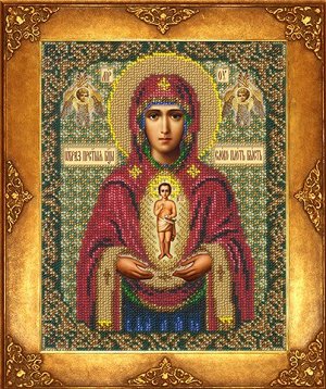 Набор для вышивания бисером РУССКАЯ ИСКУСНИЦА арт.375 БИ Богородица Албазинская 18х22,5 см