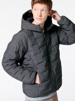 UNIQLO - стёганый пуховик с удобным капюшоном Pufftech - 08 DARK GRAY