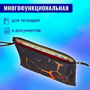 Папка для тетрадей BRAUBERG А4, 1 отделение, полиэстер, на молнии, с ручкой, Keep out, 270942