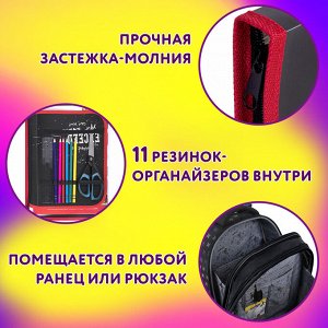 Папка для труда на молнии ЮНЛАНДИЯ А4, 1 отделение, откидная планка, органайзер, Original, 270985