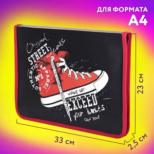 Папка для труда на молнии ЮНЛАНДИЯ А4, 1 отделение, откидная планка, органайзер, Original, 270985