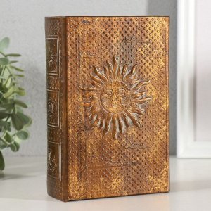 Шкатулка-книга «Румяное солнце», дерево, искусственная кожа, тиснение, 16.5x11.2x5 см