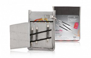 41621 Knit Pro Набор Starter Set съемных спиц Karbonz 4вида спиц в наборе 3мм, 3,5мм, 4мм, 4,5мм тросик 60, 80, 100 см