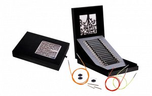 41620 Knit Pro Подарочный набор Interchangeable Needle Set съемных спиц Karbonz карбон, черный, 8 видов спиц в наборе