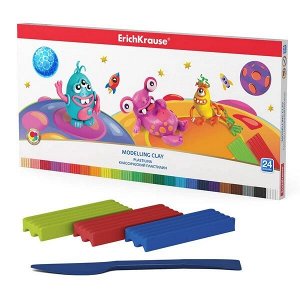 Пластилин 24 цвета "ErichKrause Cosmic Monsters" со стеком