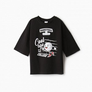 Футболка детская MINAKU: bascetball kids, чёрная.