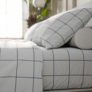Постельное бельё Этель 1,5 сп "Клетка" цвет белый 143х215, 150х214, 50х70см-2 шт, бязь, 125г/м2
