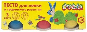 Тесто для лепки 3 цв."Каляка-Маляка" (красный, желтый, синий) по 90 гр в банке
