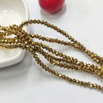 Бусины-рондели стеклянные, 2 мм, золото, 150 шт./низка