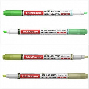 Текстовыделители "ErichKrause Visioline V-16" Neon+Pastel зеленый + желтый 2шт.