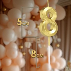 СИМА-ЛЕНД Свеча в торт на шпажке «?Грань», цифра &quot;8&quot;, золотая, 5 см