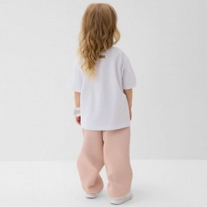 Брюки для девочки с начёсом MINAKU: Exclusive print, пудровые, Oversize