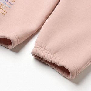Брюки для девочки с начёсом MINAKU: Exclusive print, пудровые, Oversize