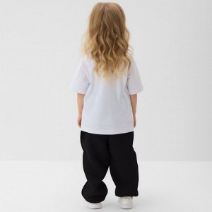 Брюки для девочки с начёсом MINAKU: Exclusive print, чёрные, Oversize
