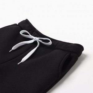 Брюки для девочки с начёсом MINAKU: Exclusive print, чёрные, Oversize
