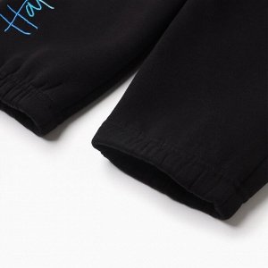 Брюки для девочки с начёсом MINAKU: Exclusive print, чёрные, Oversize