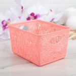 Корзина для хранения 14?10?8 см &quot;Кружевные цветы&quot;, цвет розовый