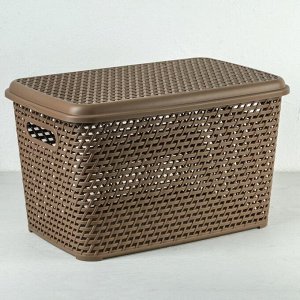 Ящик для хранения с крышкой «Ротанг», 23 л, 45x30x26,5 см, цвет коричневый