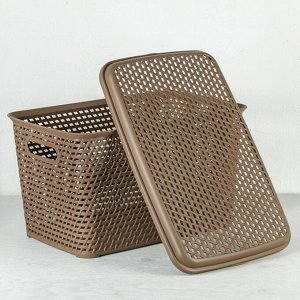 Ящик для хранения с крышкой «Ротанг», 23 л, 45x30x26,5 см, цвет коричневый