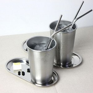 Набор металлических трубочек для коктейля (цвет серебро)