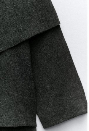 Короткое трикотажное пальто с асимметричным шарфом, серый | 2756/100