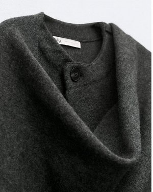 Короткое трикотажное пальто с асимметричным шарфом, серый | 2756/100