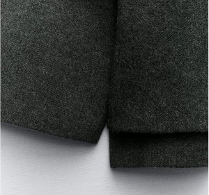 Короткое трикотажное пальто с асимметричным шарфом, серый | 2756/100