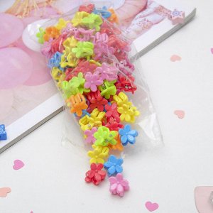 Крабики для волос "Мини" (набор 100 шт.) разноцветные цветочки