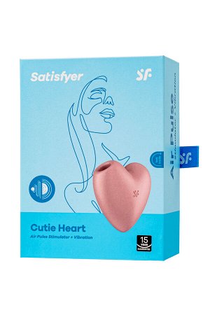 Вакуум-волновой стимулятор клитора с вибрацией Satisfyer Cutie Heart, силикон, розовый, 7,7 см