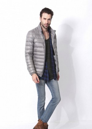 Ультралегкая мужская куртка, цвет светло-серый