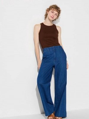 UNIQLO - широкие джинсы на эластичной талии - 69 NAVY
