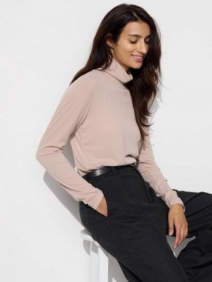 UNIQLO — мягкая водолазка в рубчик - 10 PINK