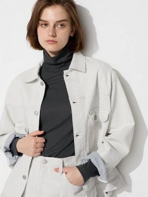 UNIQLO — мягкая водолазка в рубчик - 08 DARK GRAY