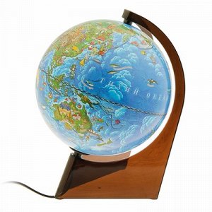 Глобус Земли зоогеографический 210мм с подсветкой, треугольная подставка 10292