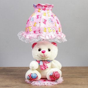 Лампа настольная "Мишка с розовым шарфом" 1х40Вт Е14 белый 37х18х19 см
