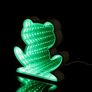 Ночник "Лягуха с эффектом бесконечности" 25хLED (зеленый свет) от USB белый 2,7х14,3х14,3см
