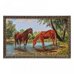 Картина "Кони на водопое" 67х107 см